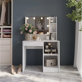 Stół toaletowy biały/biały wysoki połysk 89.8x50.1x76 sherry