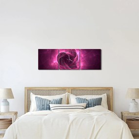 Obraz nowoczesnej różowej abstrakcji (z zegarem) (90x30 cm)