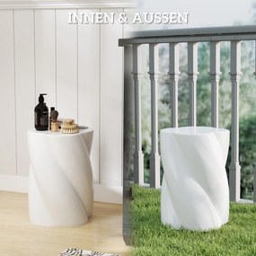Outsunny Ceramiczny Stołek w Kształcie Spirali, Obciążalność 120kg, Ø33 x 45 cm, Odporny na Warunki Atmosferyczne, Ogrodowy Hoker z Pokrywą, Kolor Biały