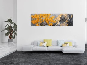 Obraz – Złote drzewo w górach (170x50 cm)