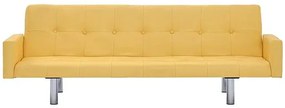 Rozkładana sofa Nesma z podłokietnikami - żółta