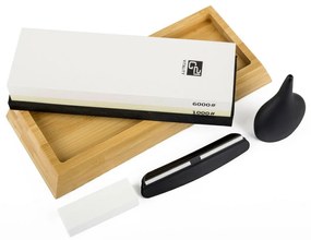 Zestaw noży G21 Gourmet Damascus w bambusowym bloku 4 szt. + kamień do ostrzenia