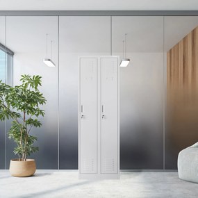 Szafka pracownicza metalowa czterokomorowa szara: KACPER II, 600 x 1800 x 500 mm