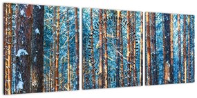 Obraz - Zimowy las (z zegarem) (90x30 cm)