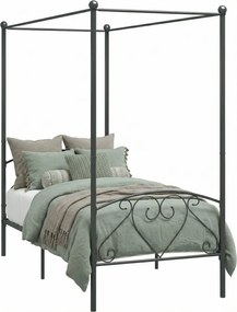 Szare metalowe łóżko z baldachimem 100x200 cm L2-Z11