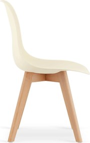 Kremowe krzesło skandynawskie z drewnianymi nogami C6-B06