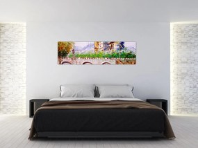 Obraz - Obraz olejny przedstawiający miasto (170x50 cm)