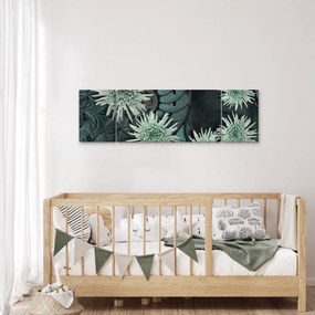 Obraz - Zielone kwiaty (170x50 cm)