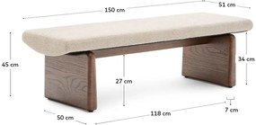 Beżowo-ciemnonaturalna ławka z tkaniny szenilowej Topaz – Kave Home