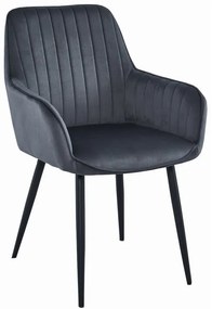 Zestaw do jadalni 1+4, biały stół w dekorze dąb sonoma MADO 120x80cm i szare aksamitne krzesło SOLDEN