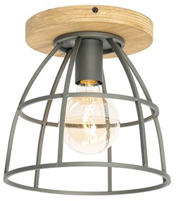 Industrialna lampa sufitowa ciemnoszara z drewnem - ArthurPrzemysłowy Oswietlenie wewnetrzne
