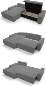 Narożnik BOULI Lewostronny z Elektryczną Regulacją wolnostojący tkanina Raven 10 Szary DOMO HOME