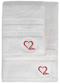 Białe bawełniane ręczniki zestaw 2 szt. frotte Love – Foutastic