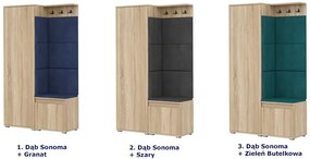 Garderoba z welurowym panelem ściennym dąb sonoma + granat - Fazo 3X