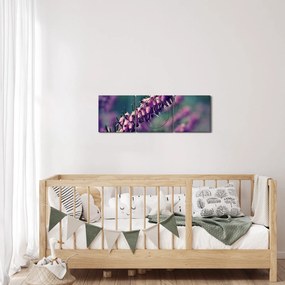 Obraz fioletowego kwiatu (z zegarem) (90x30 cm)