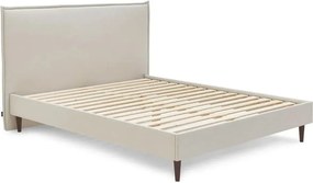 Beżowe tapicerowane łóżko dwuosobowe ze stelażem 160x200 cm Sary – Bobochic Paris