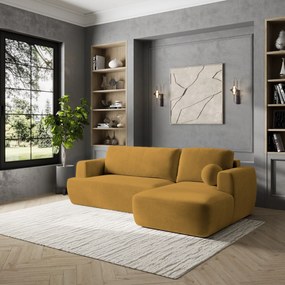 Masseno Narożnik SENTI z funkcją spania i pojemnikiem na pościel Narozniki L, Rozkładana sofa - Żółty, KRONOS 01