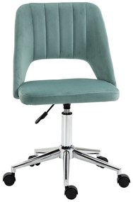 Vinsetto Regulowany Fotel Biurowy na Kółkach, 360° Obrotowy, w kształcie muszli, Pianka, 49 x 60 x 79-91 cm, Zielony