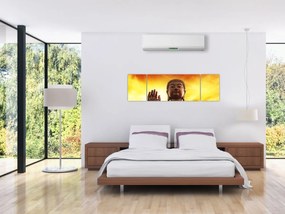 Obraz - Budda z czerwonym i żółtym tłem (170x50 cm)