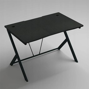 Biurko gamingowe 100x50 cm w stylu loft, z blatem o efekcie karbonu – metalowa rama, nowoczesny design