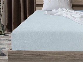 PrzytulneMieszkanie.pl Prześcieradło z gumką flanelowe MOLTON lodowy niebieski 90 x 200 cm