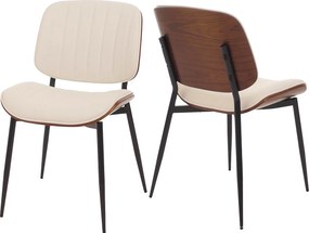 Krzesło do jadalni MCW-O44 (zestaw 2 sztuk),  orzechowy wygląd, biały