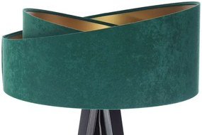 Zielono-czarna drewniana lampa stojąca trójnóg D8-A09