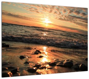 Obraz na szkle - Zachód słońca nad oceanem (70x50 cm)