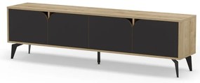 Czarna szafka pod TV w dekorze dębu 180x51 cm Nola – Marckeric
