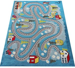 Niebieski dziecięcy dywan z uliczkami B5-M85