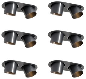 Set van 6 inbouwspots gunmetal GU10 70mm kantelbaar 2-lichts - Installa Nowoczesny Oswietlenie wewnetrzne