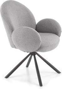 Obrotowy fotel jadalniany K498 z tkaniny bouclé