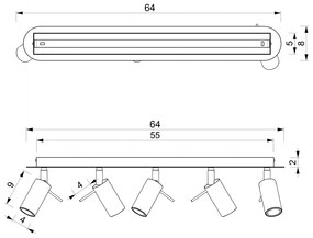 Lampa sufitowa PRESTON WHITE/CHROME 5x mini GU10, 5 kloszy, biała, kierunkowa