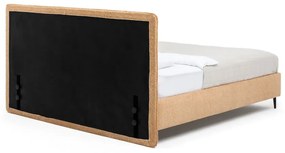 Musztardowe tapicerowane łóżko dwuosobowe ze stelażem 160x200 cm Noira Slim – Bonami Selection