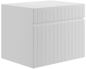 Szafka pod umywalkę wisząca ryflowana biała z blatem - 60 cm - SATARA