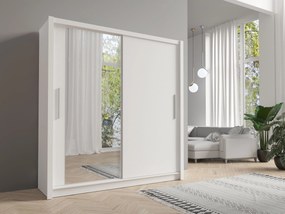 Szafa Przesuwna FRISKA 204,4 cm z Lustrem Szafa Dwudrzwiowa, Biały