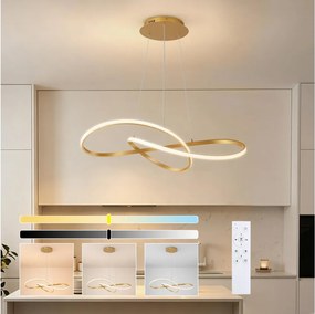 Brilagi - LED ściemnialna lampa wisząca na lince INFINITY LED/80W/230V 80x80 cm złota + z pilotem
