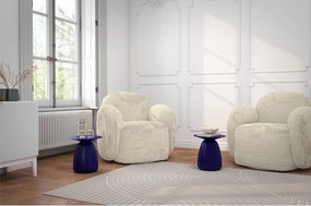 Stolik drewniany różne kolory Kayani Baobab 34, śr. 32,5 cm, granat szlachetny