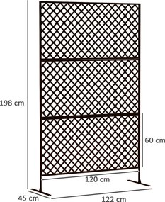 Outsunny Metalowy ekran ogrodowy wolnostojąca przegroda na taras werandę i ogród czarna stal | Aosom PL