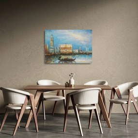 Obraz na szkle - Gondola przejeżdżająca przez Wenecję, obraz olejny (70x50 cm)