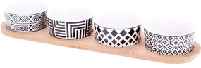 Zestaw do serwowania przekąsek, 4 miseczki, porcelana
