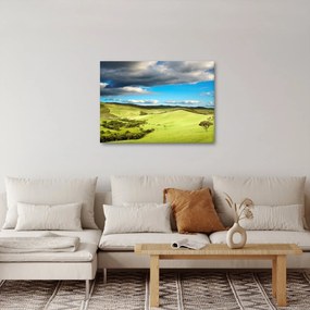 Obraz - Zielony krajobraz ze wzgórzami (70x50 cm)