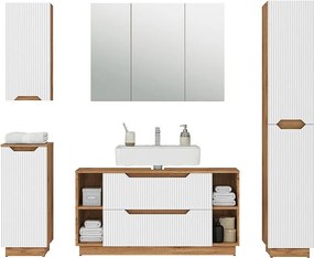 Zestaw mebli łazienkowych dąb/białe paski 119.2x35x62.5 lotta