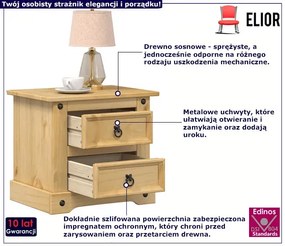 Sosnowa Szafka Nocna Z 2 Szufladami W6-L72