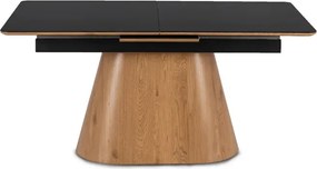 Stół Rozkładany Prostokątny LIZBONA 160-200 cm Ceramiczny Czarny/Dąb do Jadalni Nowoczesny