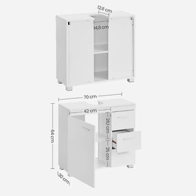 Szafka pod umywalkę IVY, 30x70x64 cm, biała Vasagle
