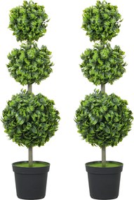 HOMCOM Sztuczne rośliny w donicach, liście plastikowe, beflockowana ziemia, Zielony