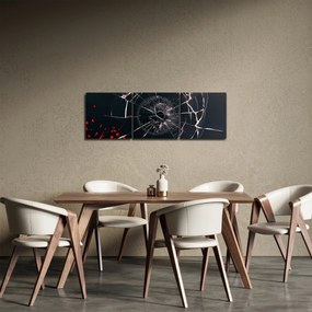 Abstrakcyjny obraz - potłuczone szkło (z zegarem) (90x30 cm)