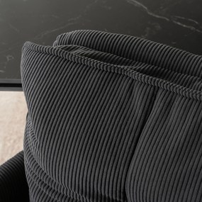 Krzesło Tapicerowane Obrotowe do Salonu CITY Czarne Sztruksowe Nowoczesne