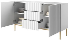 Komoda z szufladami Nicole 150 cm - biały mat / złote nóżki